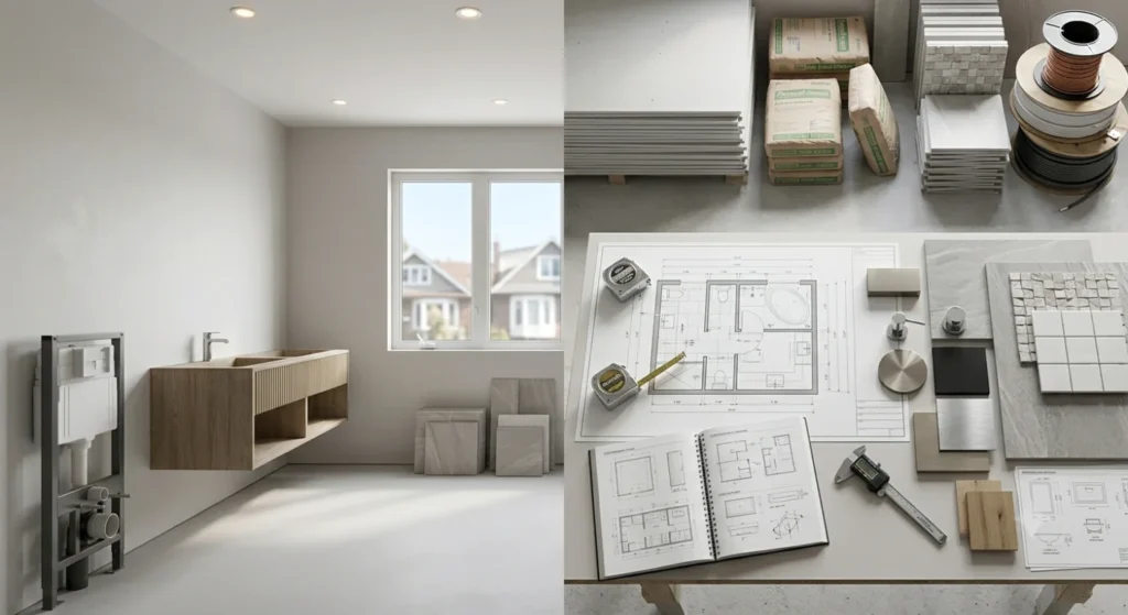 Bathroom renovation planning and measurements 

