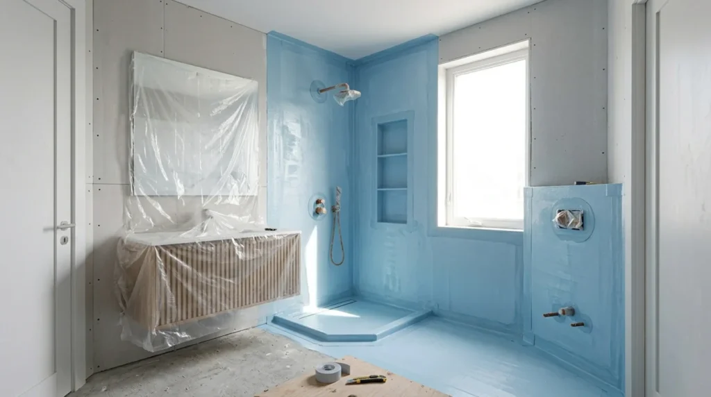 Shower waterproofing installation before tile 