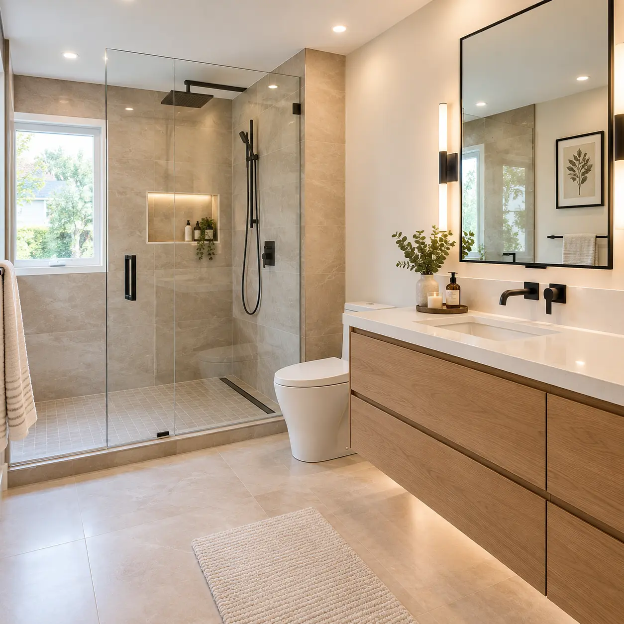 Bathroom renovation in Milton with modern fixtures and an elegant design